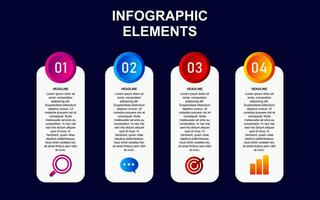 Infografica elemento design con 4 colorato passaggi per presentazione e attività commerciale. Infografica pianificazione design per presentazioni. vettore