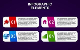 Infografica elemento design con 4 colorato passaggi per presentazione e attività commerciale. Infografica pianificazione design per presentazioni. vettore