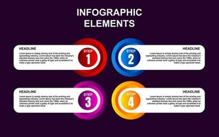 Infografica elemento design con 4 colorato passaggi per presentazione e attività commerciale. Infografica pianificazione design per presentazioni. vettore