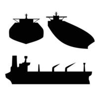impostato di petroliera nave silhouette. consegna carico mezzi di trasporto cartello e simbolo. vettore