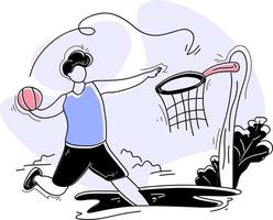 basket piatto illustrazione concetto giochi sport vettore