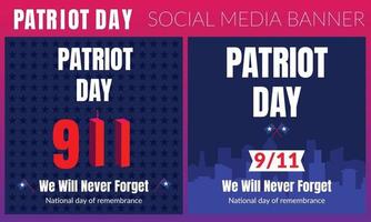 patriot day 9.11 illustrazione commemorativa con bandiera usa, testo 911 vettore