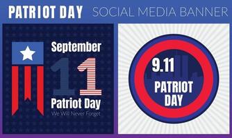 patriot day 9.11 illustrazione commemorativa con bandiera usa, testo 911 vettore