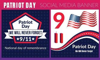 patriot day 9.11 illustrazione commemorativa con bandiera usa, testo 911 vettore