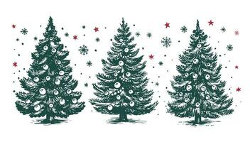 Natale albero impostato mano disegnato illustrazione vettore