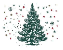 Natale albero impostato mano disegnato illustrazione vettore