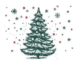 Natale albero impostato mano disegnato illustrazione vettore