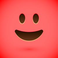 Emoticon realistico rosso faccina sorridente, illustrazione vettoriale
