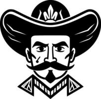 messicano - nero e bianca isolato icona - vettore illustrazione
