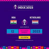 icc Uomini cricket mondo tazza 2023 programma India vs Olanda vettore