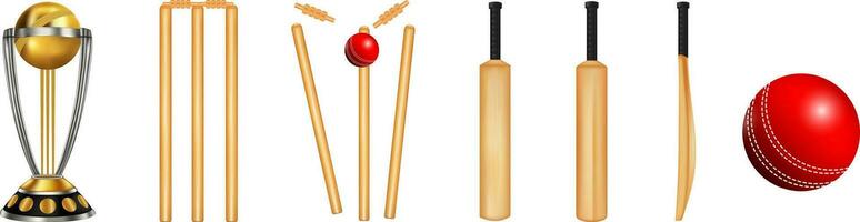 cricket battitore, giocatore di bowling sagome elementi vettore