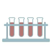 test tubo cremagliera con quattro fiale di liquido o sangue. vettore isolato piatto illustrazione