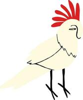 carino cartone animato comico bianca cacatua pappagallo. mano disegnato illustrazione nel scarabocchio stile vettore