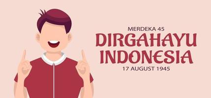 felice biglietto di auguri per il giorno dell'indipendenza dell'indonesia vettore