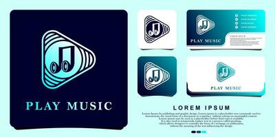 musica logo, giocare musica logo blu colore, design vettore illustrazione