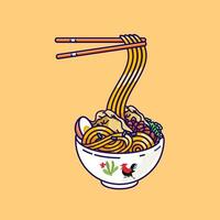 illustrazione vettoriale di pollo noodle cibo
