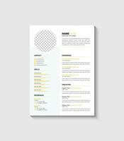 gratuito vettore minimalista CV modello con foto spazio