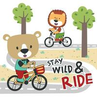 carino orso equitazione un' bicicletta. di moda bambini grafico. vettore illustrazione. maglietta design per bambini. design elementi per bambini.