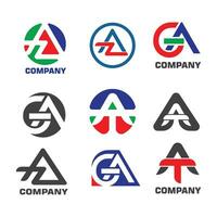 a,az,at,ag lettera logo attività commerciale modello vettore