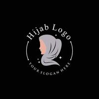 hijab logo design modello per musulmano donna moda con creativo elemento concetto vettore