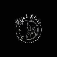 hijab logo design modello per musulmano donna moda con creativo elemento concetto vettore