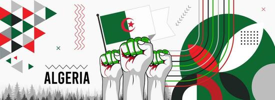 algeria nazionale o indipendenza giorno bandiera astratto celebrazione geometrico decorazione design grafico arte ragnatela sfondo, bandiera vettore illustrazione
