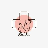 animale domestico clinica logo design con cane gatto icona logo e creativo elemento concetto vettore
