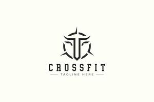 CrossFit attività commerciale fitness attraversare in forma Palestra sollevamento pesi con lettera c astratto forma testa Toro bisonte bufalo vettore