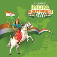 saluti del giorno dell'indipendenza dell'india con la regina indiana vettore