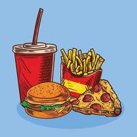 illustrazione di fast food disegnata a mano vettore