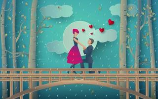 illustrazione di una coppia romantica nella foresta pluviale vettore