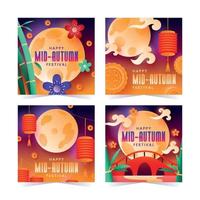 set di carte del festival di metà autunno vettore