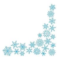 cornice con simpatici fiocchi di neve invernali disegnati a mano su sfondo bianco vettore
