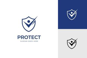 persone scudo proteggere logo icona design con dai un'occhiata marchio elemento simbolo vettore