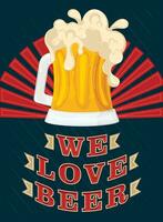 manifesto di noi amore birra birra bicchiere con schiuma vettore