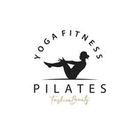 pilates posa logo, yoga logo design vettore modello illustrazione