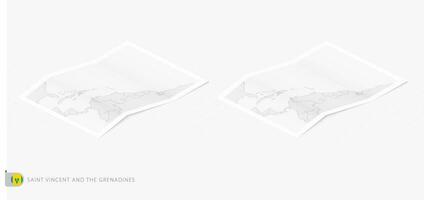 impostato di Due realistico carta geografica di santo vincent e il grenadine con ombra. il bandiera e carta geografica di santo vincent e il grenadine nel isometrico stile. vettore