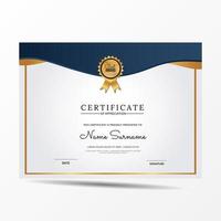 elegante modello di certificato di diploma blu e bianco vettore