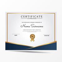 elegante modello di certificato di diploma blu e bianco vettore