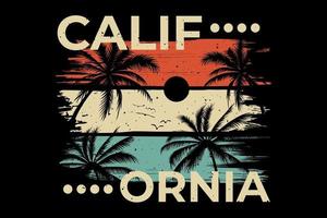 t-shirt design dell'estate della palma della spiaggia della california vettore