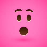 Smiley realistico emoticon rosa faccia, illustrazione vettoriale