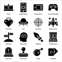 set di icone del glifo del gioco vettore