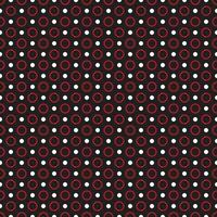 bianca e rosso polka puntini su nero sfondo, geometrico senza soluzione di continuità modello cerchio forma vettore illustrazione.