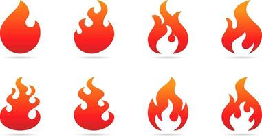 icona impostato fuoco fiamma logo vettore illustrazione design modello. vettore fuoco fiamme cartello illustrazione isolato. fuoco icona