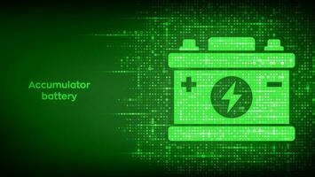 accumulatore batteria icona fatto con elettricità segni. automobile accumulatore. verde energia. ricarica punto stazione. batteria energia fornitura sfondo. vettore illustrazione.