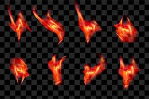 set di effetti di fuoco rosso serie di elementi di raccolta fiamma bruciare vettore eps