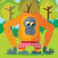 orango in boxer a righe nella foresta