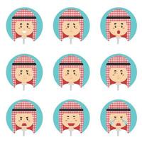 avatar arabo con varie espressioni vettore