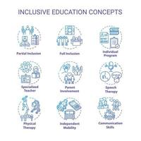 set di icone del concetto di educazione inclusiva vettore