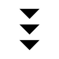 icona del glifo nero con tre frecce in basso vettore